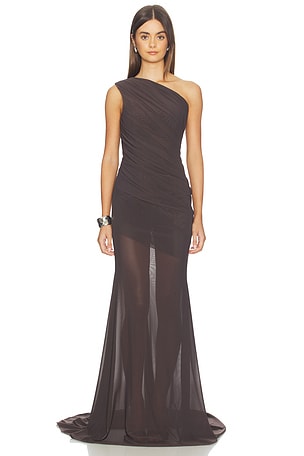 One Shoulder Tucked Gown Alex Perry