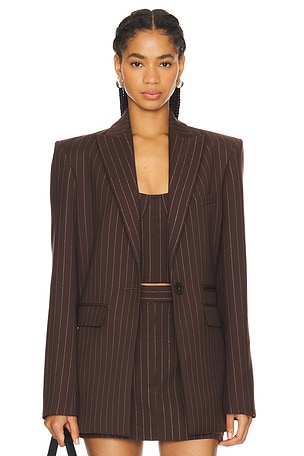 Lurex Pinstripe Single Breasted Oversize Blazer Alex Perry