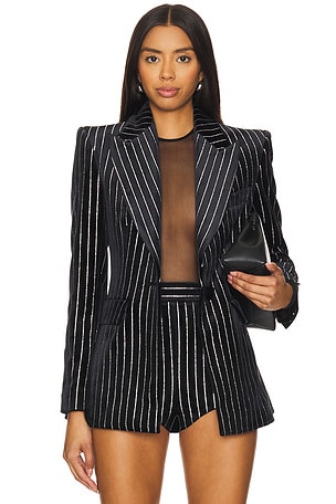 Crystal Velvet Single Breasted Fitted Blazer Alex Perry