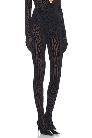 Alex Perry Animal Print Burnout Stocking in Black