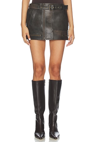 Biker Leather Mini Skirt Alex Perry