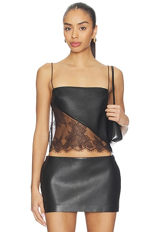 Camisole Leather Lace Top Alex Perry