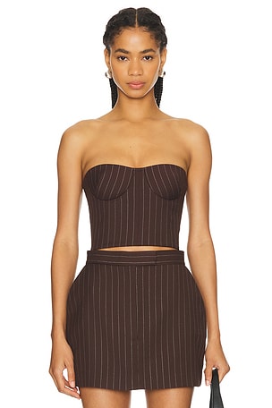 Lurex Pinstripe Strapless Crop TopAlex Perry$1,100