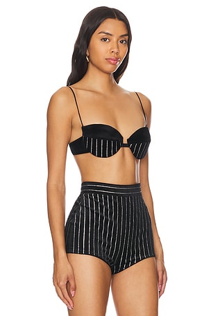 Alex Perry Crystal Velvet Bra Top in Black