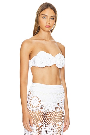 Alix Pinho Blossom Crop Top in White