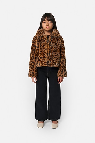 Apparis Elis Leopard Kids Coat in Brown