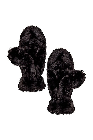 Apparis Coco Faux Fur Mittens in Black