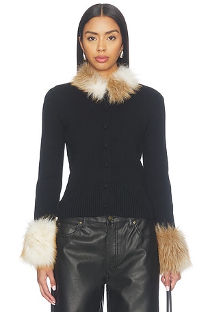 Rosa Cardigan in Noir & Beige Apparis