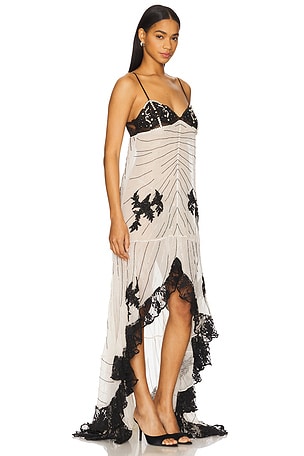 Aniye Records Cora Long Dress in Black,Ivory
