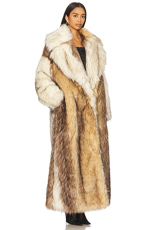 Aniye Records Bice Faux Fur Coat in Beige. Size XS. Also