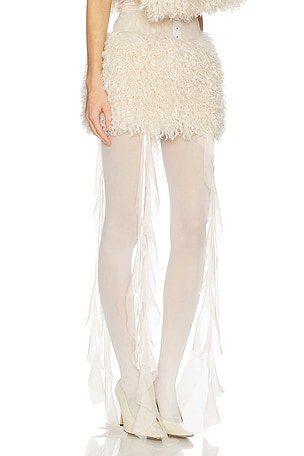 Aniye Records Nika Faux Fur Mini Skirt in Cream