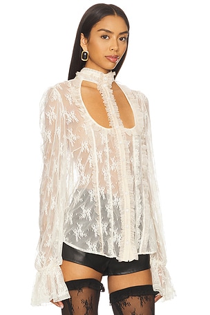 Aniye Records Nilde Chemisette Top in Cream. Size S. Also