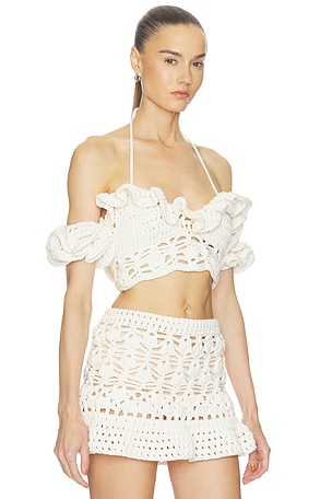 Aniye Records Mabel Ruffle Top in Cream