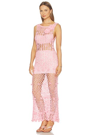 ANDREEVA Handmade Maxi Crochet Dress in Pink