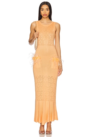 Knit Dress With Ostrich Feathers Details ANDREEVA