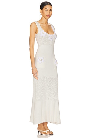 ANDREEVA Knit Dress With Handmade Knit Details in White