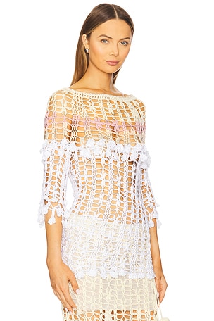 ANDREEVA Handmade Crochet Top in White