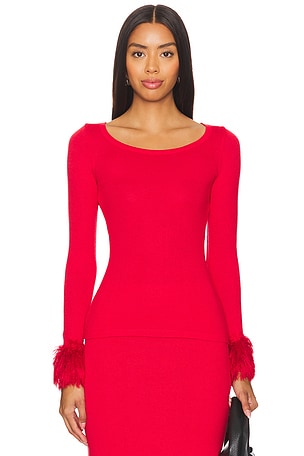 Red Top With Handmade Knit CuffsANDREEVA$225