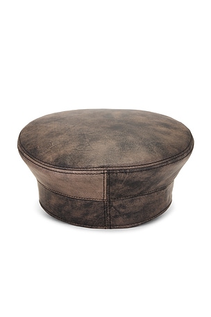 AREA Leather Porter Hat in Brown