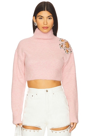 Flower Cropped Turtleneck Sweater AREA
