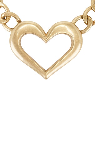 AREA Heart Chain Necklace in Metallic Gold