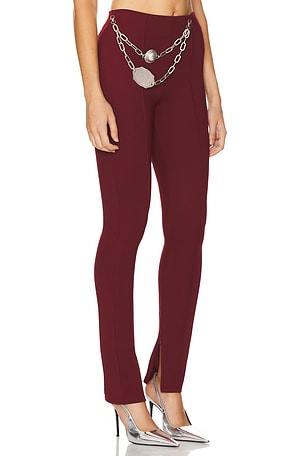 AREA Chain Plate Belt Legging in Burgundy
