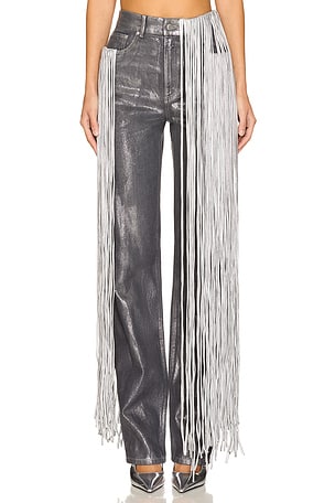 Metallic Fringe Straight Leg Pant AREA