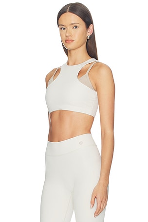 Astoria Layered Sport Crop Top in Light Grey. Size M. Also
