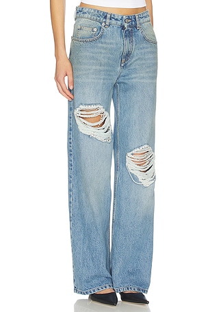 AREA Crystal Fray Relaxed Jean in Blue