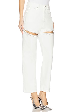 AREA Crystal Slit Jean in White