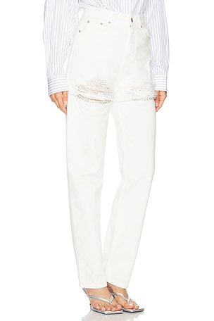 AREA Crystal Fray Slit Jean in White