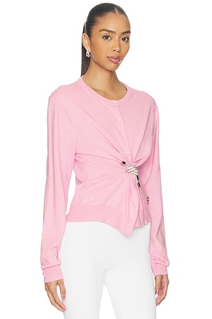AREA Crystal Knot Sweater in Pink