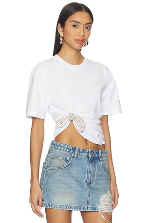 AREA Crystal Knot T-Shirt in White