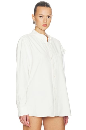 AREA Deconstructed Sequin Oxford Shirt in White