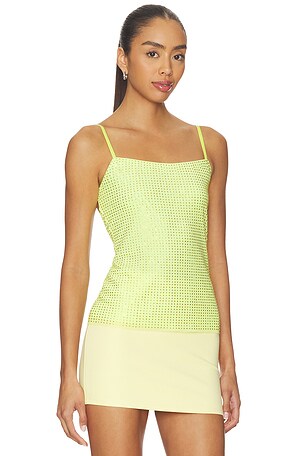 AREA Crystal Hotfix Cami Top in Yellow