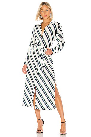 ASCENO Long Shirt Dress in Diagonal Stripe | REVOLVE