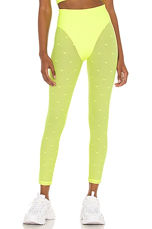 ADAM SELMAN SPORT NEON GREEN LEOPARD PRINT FRENCH good CUT LEGGINGS. SZ S. NWT