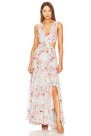 Bcbg asymmetrical outlet ruffle gown