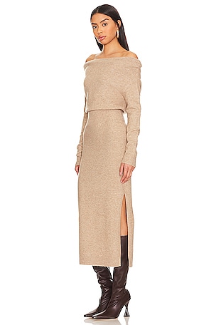 ASTR the Label Cora Sweater Dress in Taupe