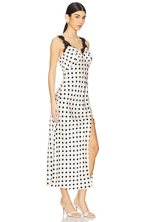 ASTR the Label Astr the label maxivestido dress en color blanco talla XS en Lunares Polka negros - White