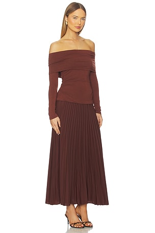 ASTR the Label Tanaia Mixed Media Dress in Brown