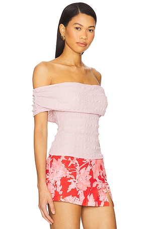 ASTR the Label Off Shoulder Textured Knit Top in Blush