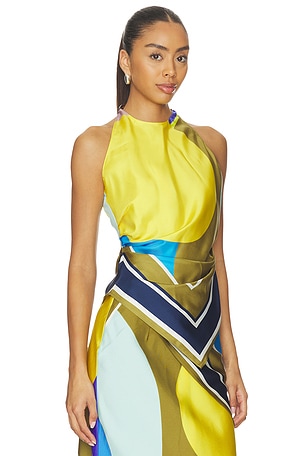 Amir Taghi Adrienne Top in Olive,Blue. Size 0. Also