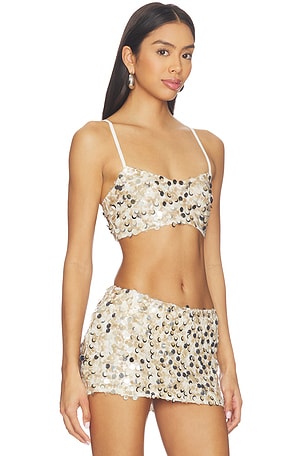 Amelie Teje Soiree Top in Champagne in Metallic Neutral