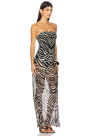 Auteur Studio Raya Dress With Bodysuit in Black,White