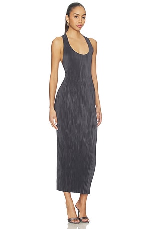 Atlein Pleated Tube Dress in Charcoal