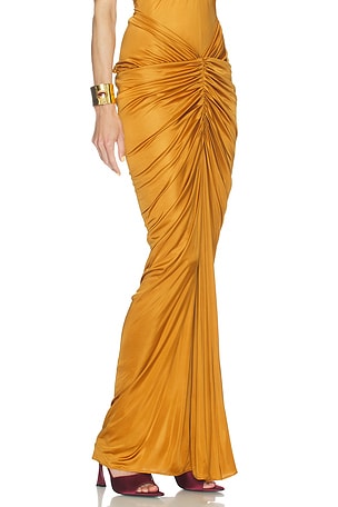 Atlein Ruched Pocket Long Skirt in Orange