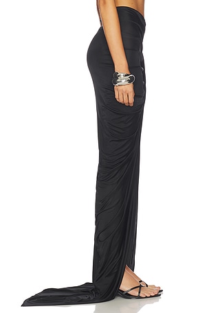 Atlein Draped Asymmetric Skirt in Black