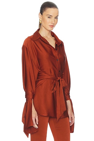 Atlein Oversize Knot Detail Shirt in Orange