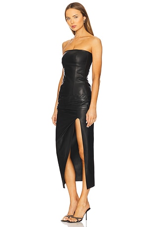 THE ATTICO Strapless Midi Dress in Black